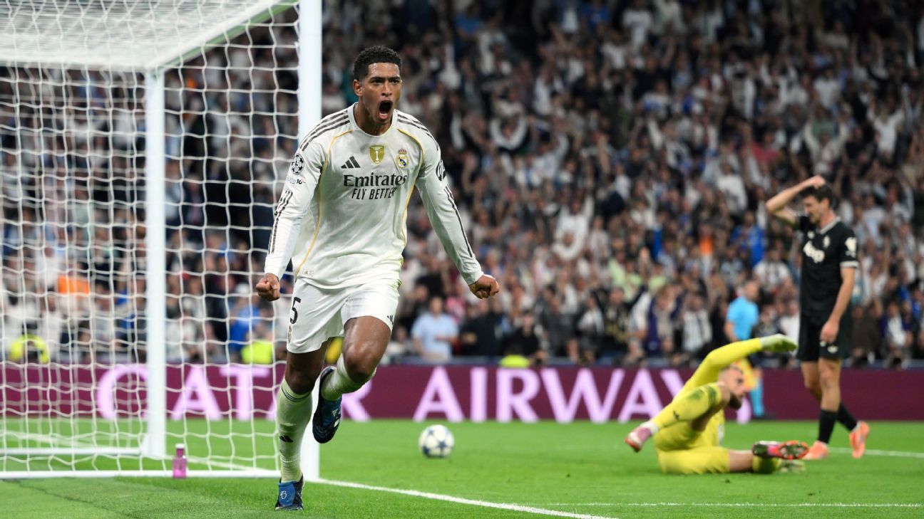 Com gol de Bellingham após jogadaça de Vinicius Jr., Real Madrid vence Juventus e segue 100% na Champions