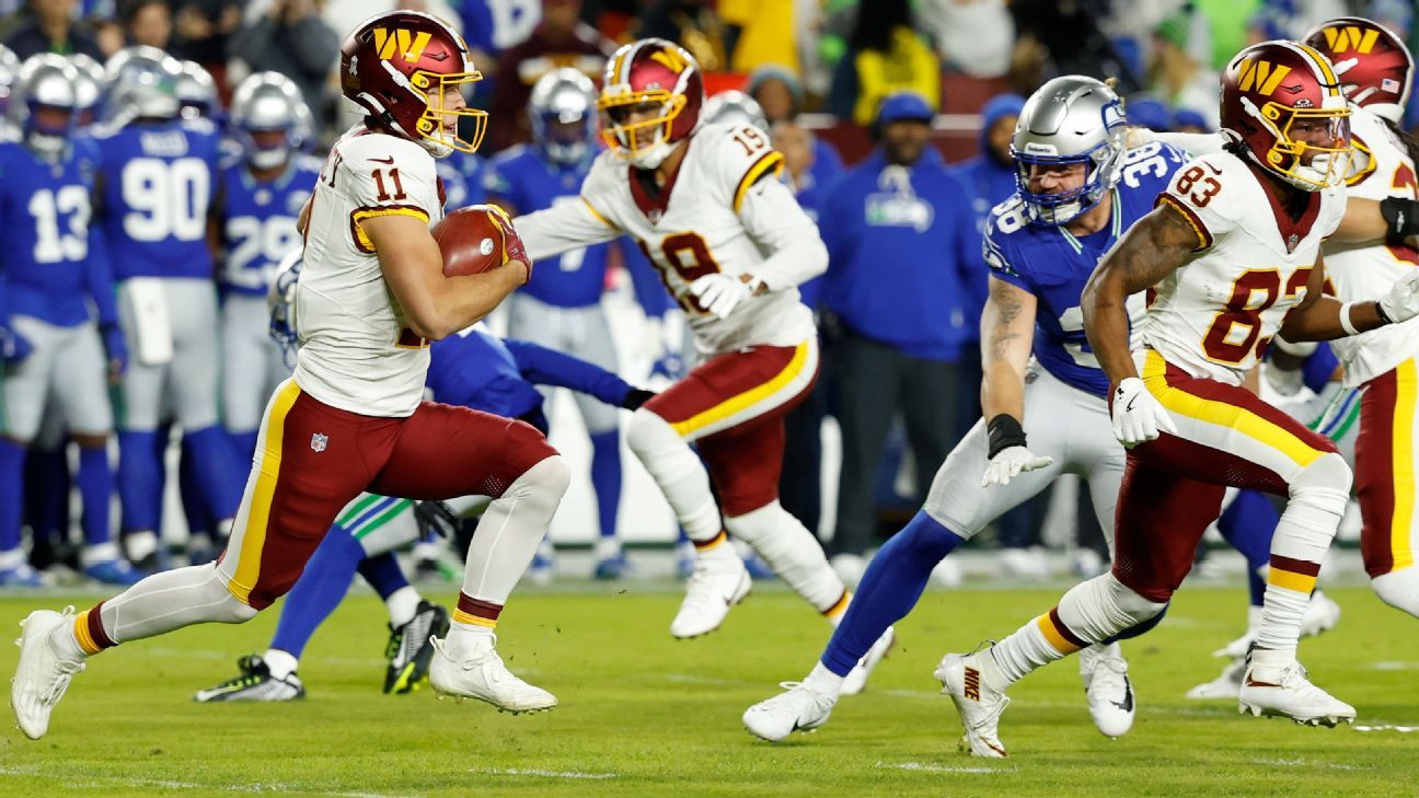 Image for Commanders' McCaffrey, Lattimore exit 38-14 loss