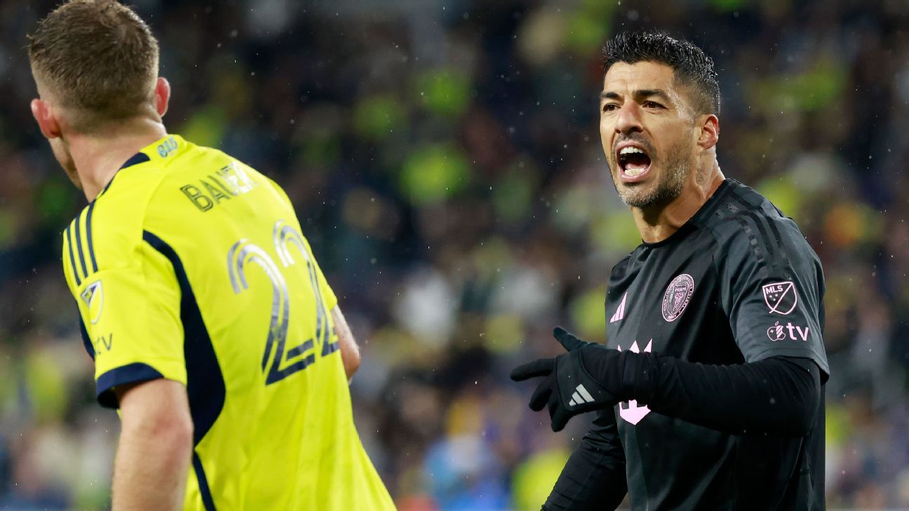 Суарес из Майами дисквалифицирован на один матч за удар ногой по Нахару из Нэшвилла