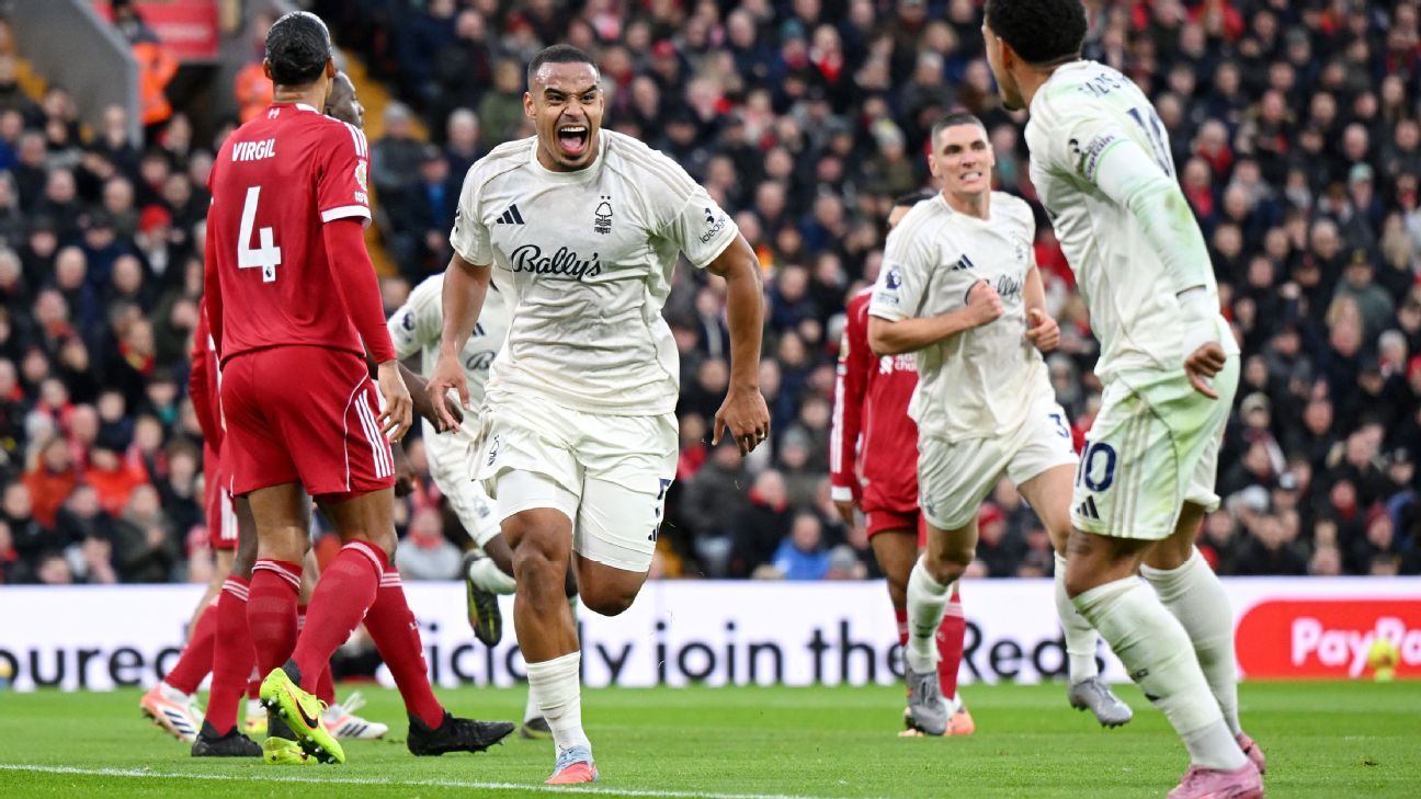 Com gol de Murillo, Forest atropela o Liverpool em Anfield e deixa o Z-3 da Premier League