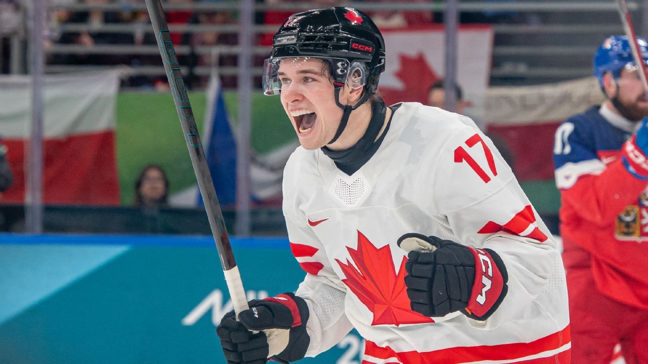 Celebrini leads Canada's rout in Olympic hockey