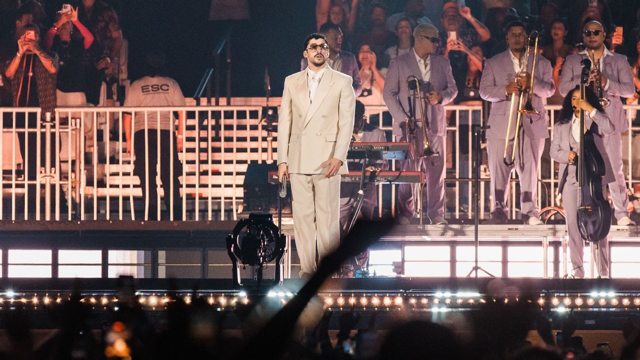 Bad Bunny dons Pele 1966 World Cup jacket in Sao Paulo concert