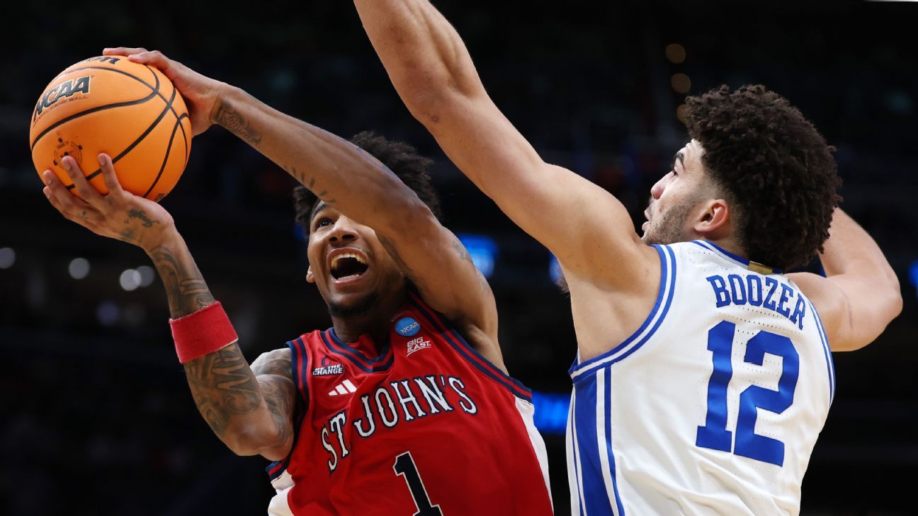 1-seed Duke outlasts 5-seed St. John's to advance to Elite Eight