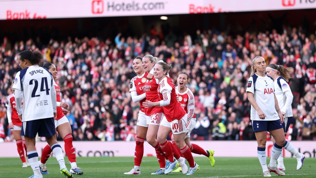 Arsenal vs Tottenham LIVE: Latest updates as Russo hat trick puts hosts in derby day dreamland