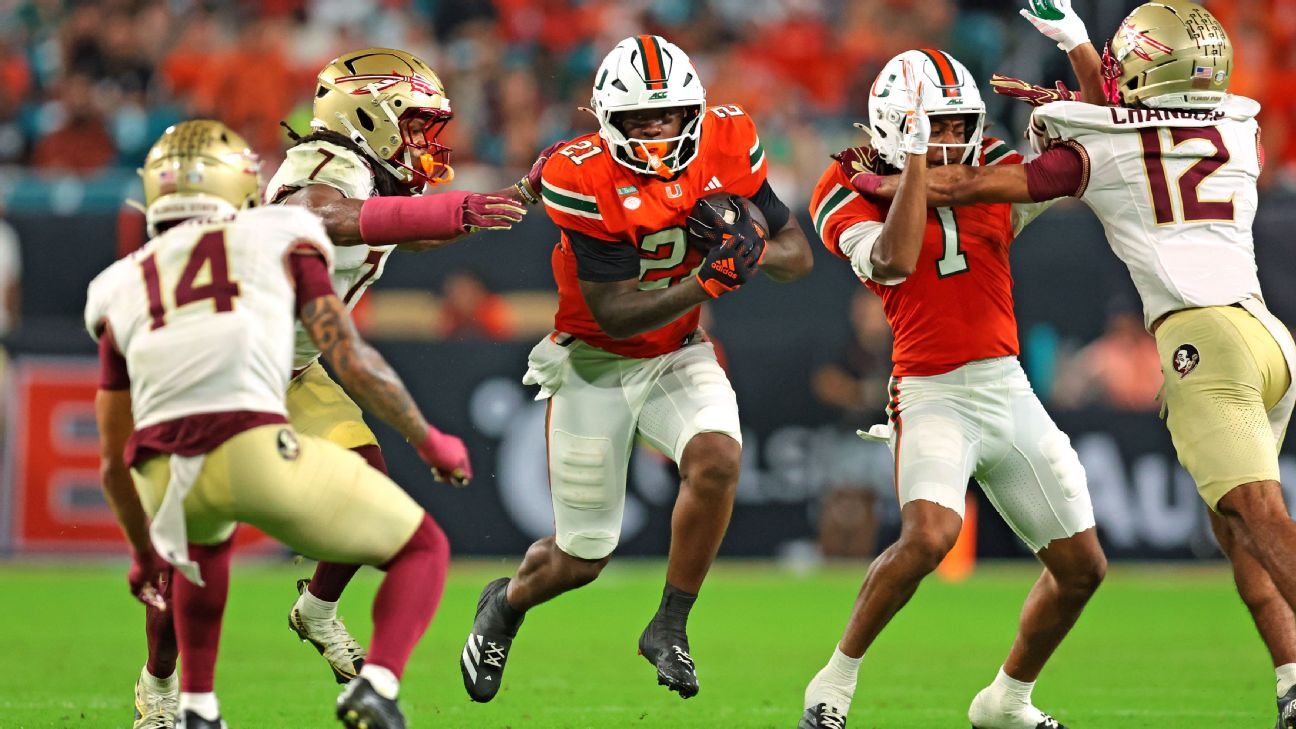 No. 3 Miami holds off Florida State in double-OT thriller