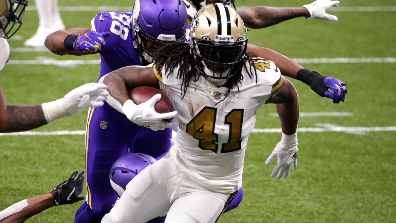 Alvin Kamara ties NFL record with 6 TDs rushed in 52-33 New Orleans Saints win