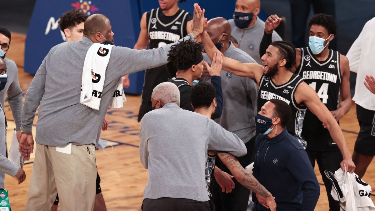 Patrick Ewing led by Georgetown stuns Creighton to win the Big East men’s basketball title, win ticket to the NCAA tournament