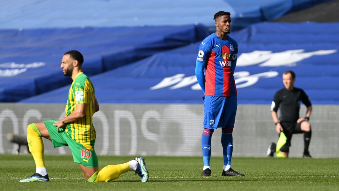 Zaha at Crystal Palace is the first player in the Premier League not to get on his knees before a game