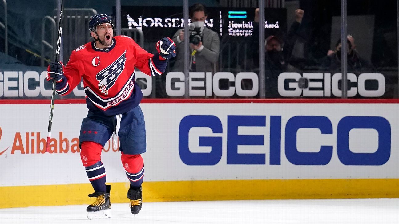 Alex Ovechkin scores 718th career goal to overtake Phil Esposito to 6th on the NHL all-time list