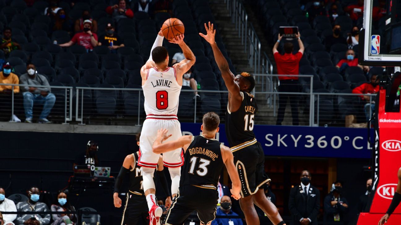 Chicago Bulls star Zach LaVine scores 39 points in first half loss to Atlanta Hawks