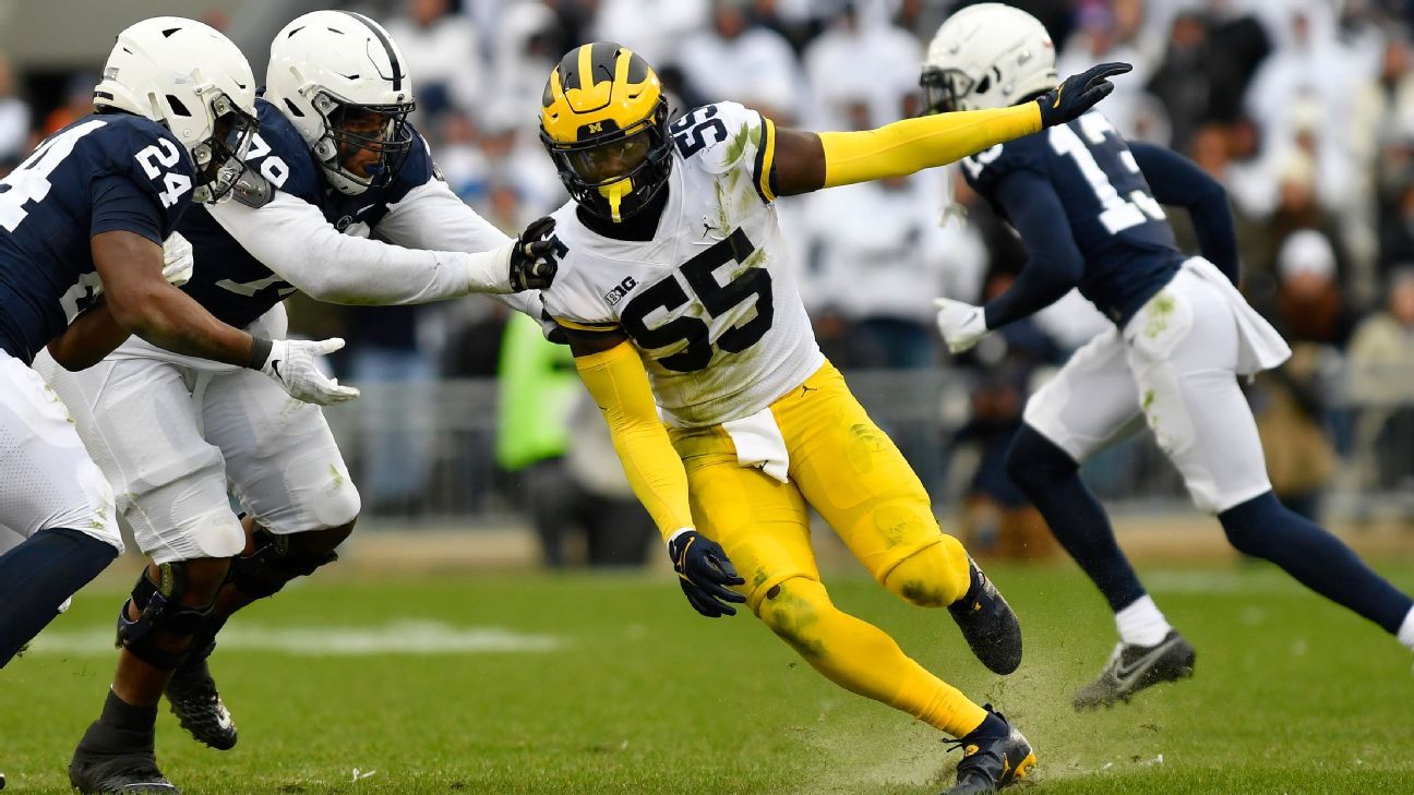 Michigan LB, potential 2022 first-rounder David Ojabo injured during pro day workout