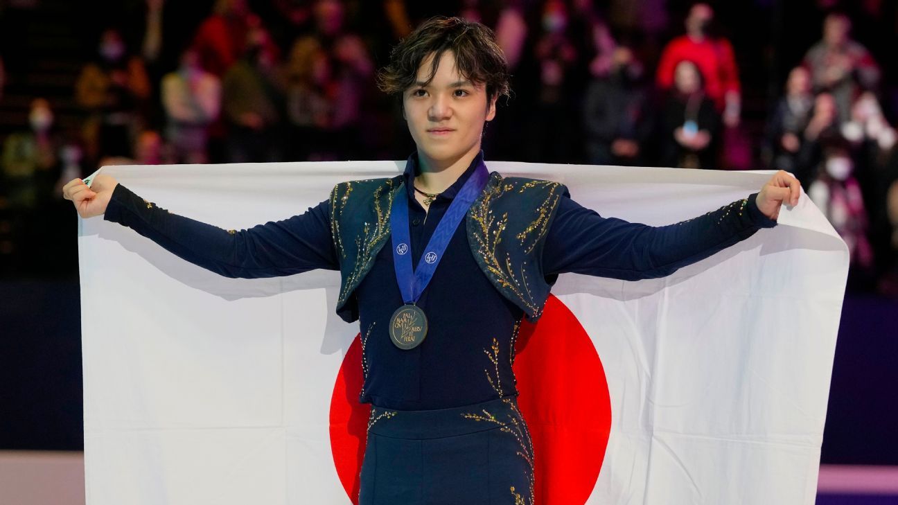 日本の宇野正馬がフィギュアスケートの世界で優勝し、アメリカのヴィンセントゾウが銅メダルを獲得した。