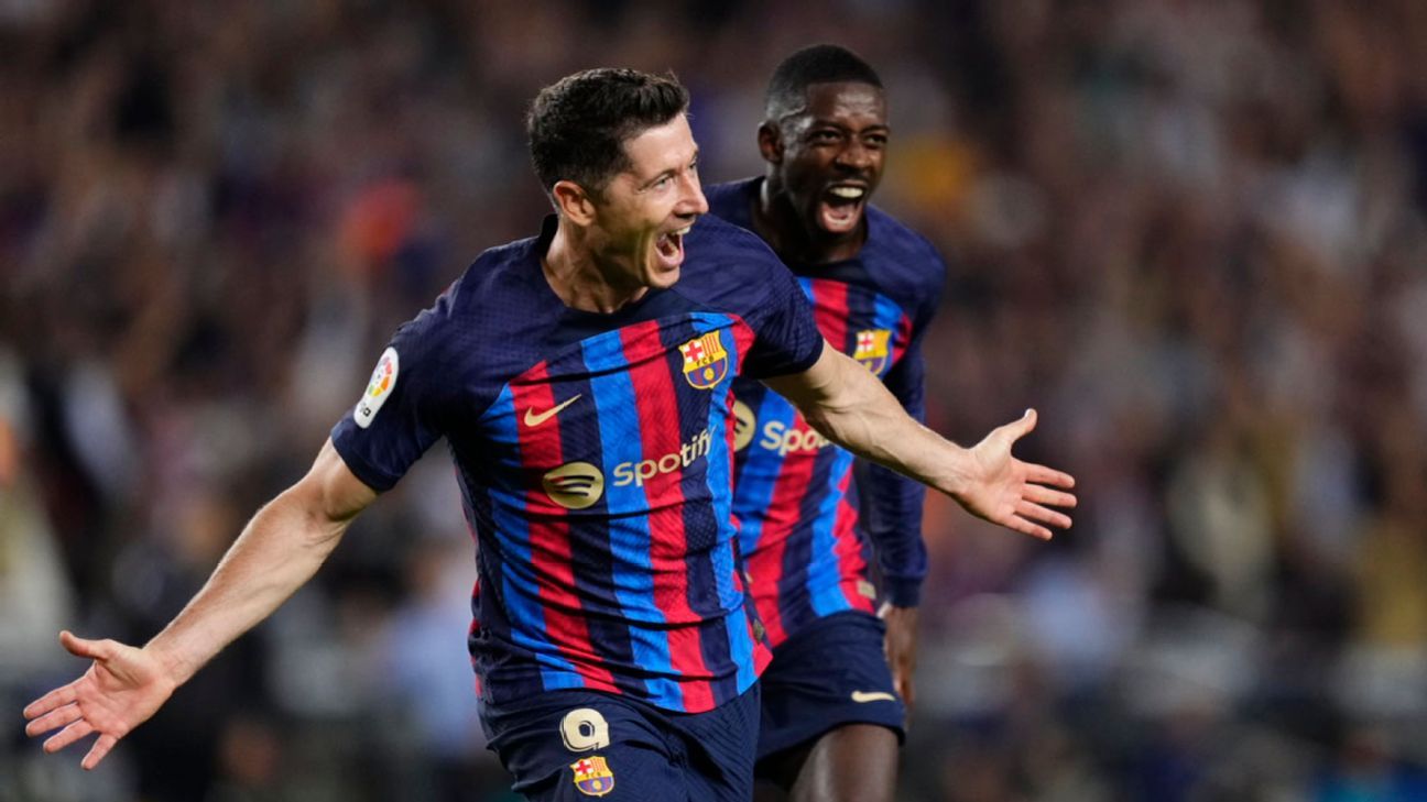Photo of Dembele dazzles with goal, hat-trick of assists as Barca cruise to victory