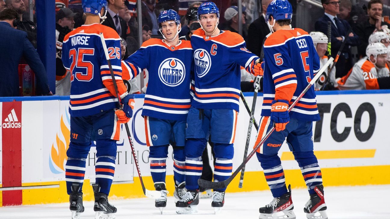 The Oilers’ Connor McDavid scored twice, reaching 800 career points