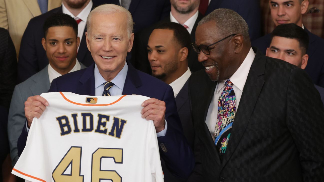 Biden welcomes Astros, jokes about Baker's age