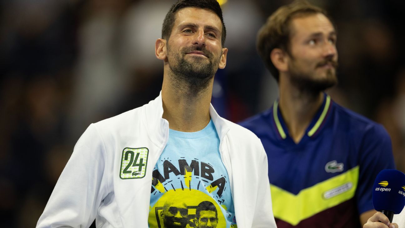 Novak Djokovic porte le maillot de Kobe Bryant après sa victoire à l’US Open