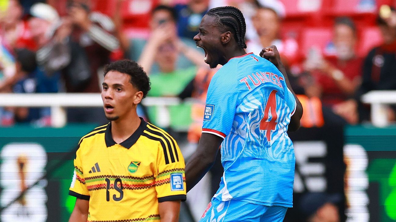 Zagueiro da Premier League decide, RD Congo vence Jamaica na prorrogação e entra no grupo de Portugal e Colômbia na Copa do Mundo Zagueiro da Premier League decide, RD Congo vence Jamaica na prorrogação e entra no grupo de Portugal e Colômbia na Copa do Mundo